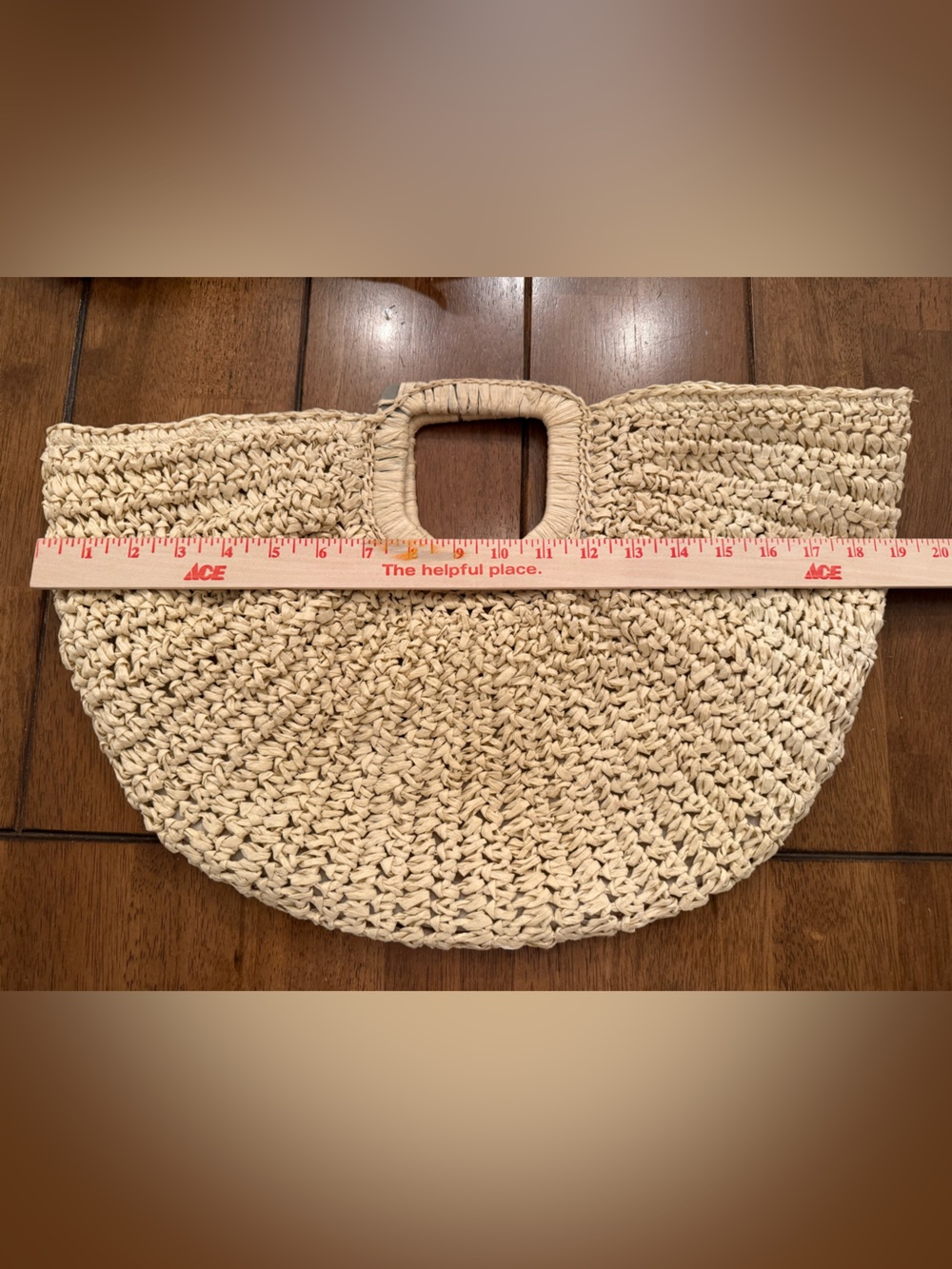 Women's Cream Woven Straw Handbag with Square Handle